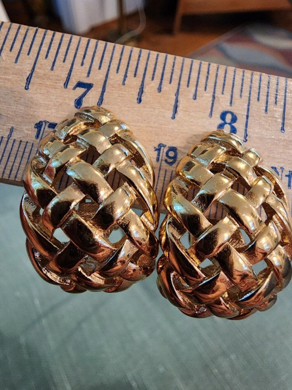 Vintage Givenchy Authentic Gold-Plated Basket Weave Clip-On Earrings, 1980s